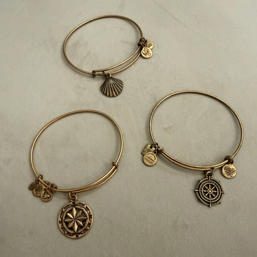 Alex and Ani Gold Charm Bracelet Trio
